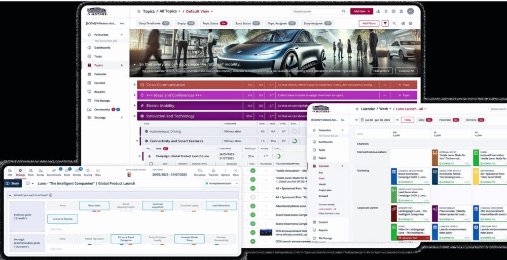 La plate-forme Software-as-a-Service de Scompler permet de coordonner la planification stratégique de la communication et les activités opérationnelles de contenu. Scompler